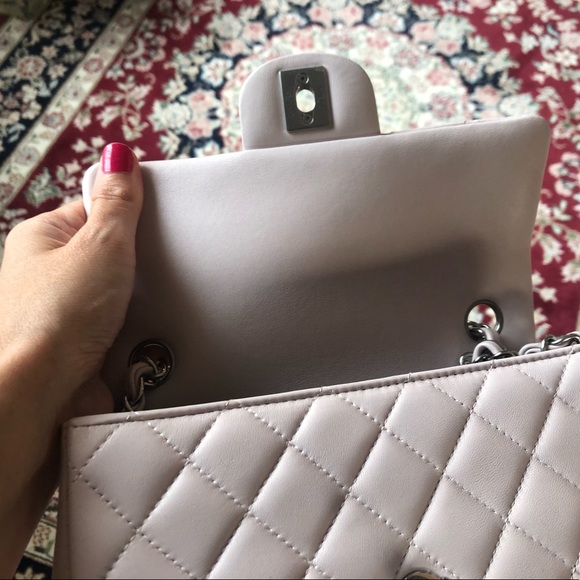 Lavender light purple Chanel Mini rectangular lambskin - Picture 6 of 7